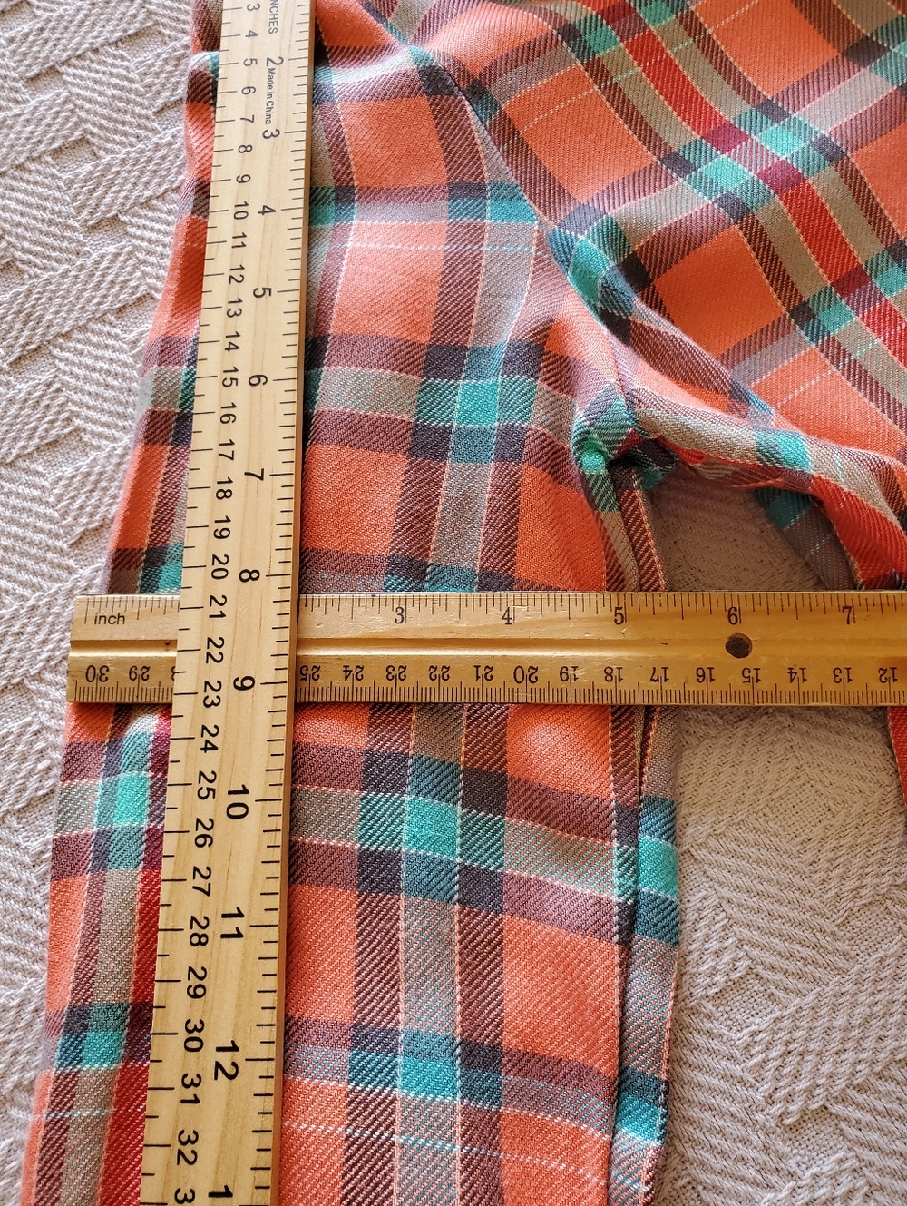 NWT Matilda Jane Noble Plaid Flannel Lace Tunic Top Coral Aqua Boho Blouse - Picture 9 of 16